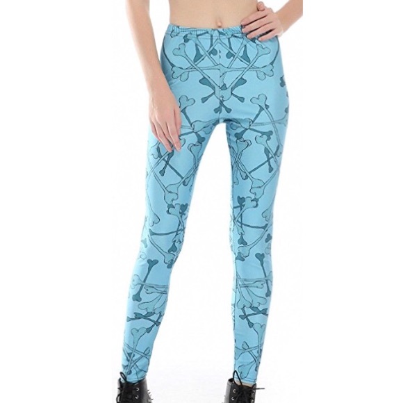 Cotton/Spandex Leggings with Bone/Skeleton Pattern - Picture 4 of 7